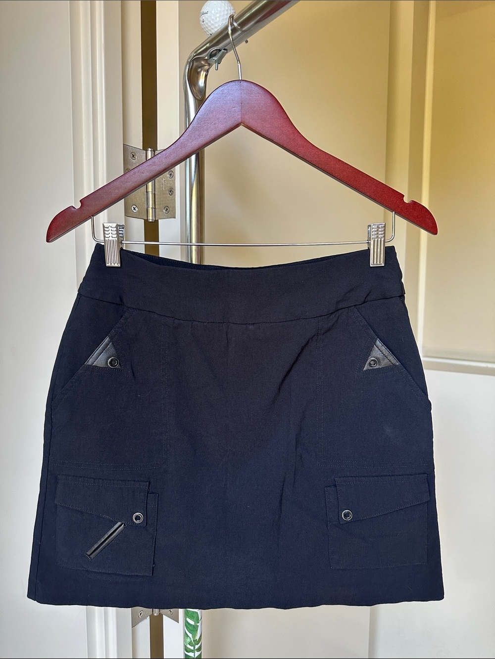 jamie sadock Black Mini Skirt with Pocket Accents